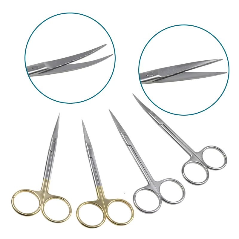 Curved Straight Head Serrated Scissors Eye Surgical Tool Ophthalmic Instrument