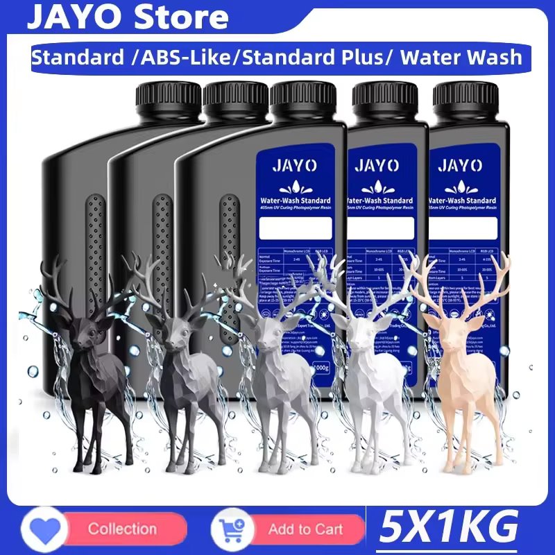 JAYO Standard /ABS-Like/Standard Plus/ Water Wash 3D Printer Resin 395 to 405nm UV Curing 3D Printing Liquid Photopolymer Resin