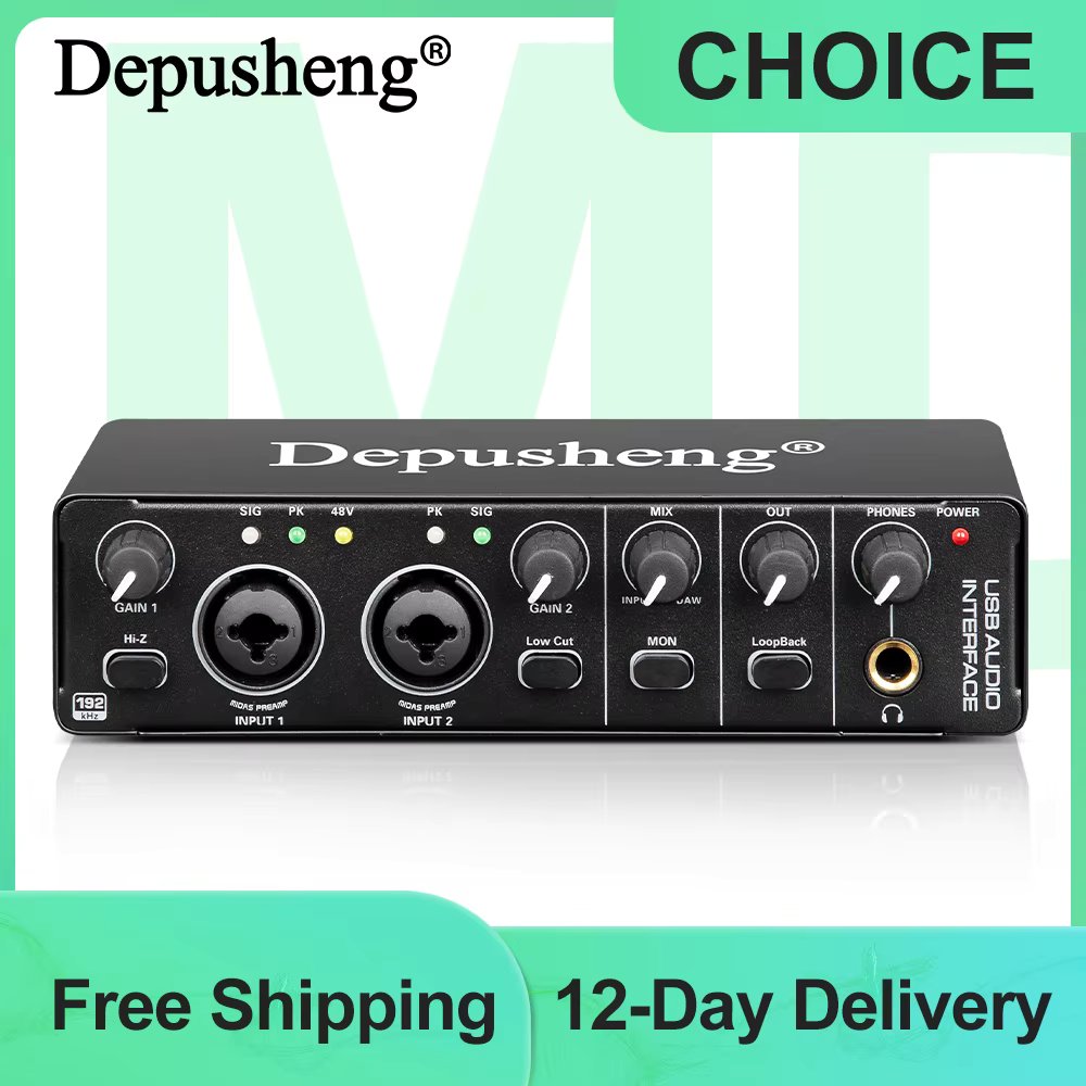Audio Interface Depusheng MD22 Professional Sound Card with Monitoring Electric Guitar Live Recording For Studio Singing Micro