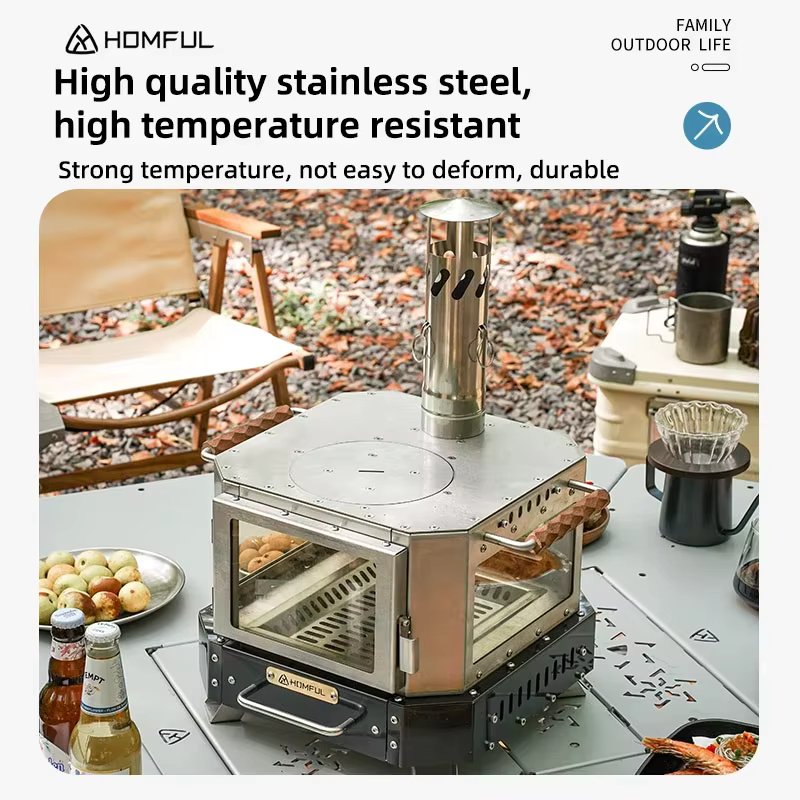 HOMFUL Portable Firewood Stove Home Heating Wood Burning Portable Outdoor Camping Cooking Equipment Complete Set