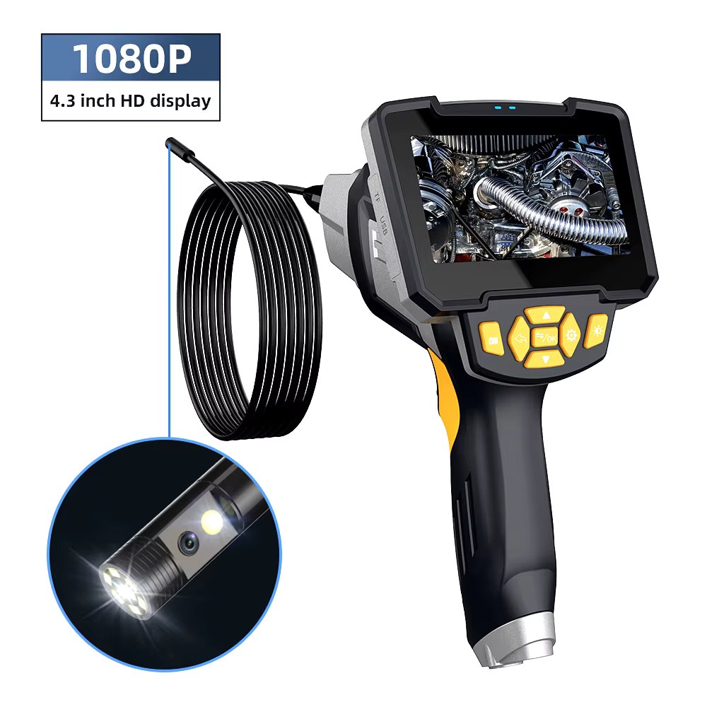 Double lens Digital Industrial Endoscope 4.3” IPS Screen LCD Engine Drain Pipe IP67 Waterproof Camera Handheld Endoscope