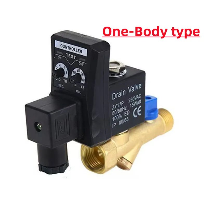 1/2" DN15 220V/12V/24V Brass Electronic Drain Solenoid Valve Auto Timer OPT-A B For Air compressor Tank Cooler Dry