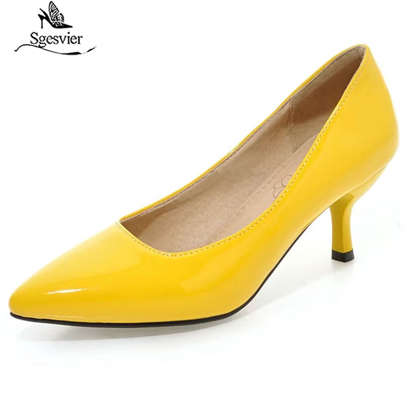 SGESVIER Large size 33-48 New fashion high heels shoes pointed toe classic women pumps candy color party wedding shoes drop ship