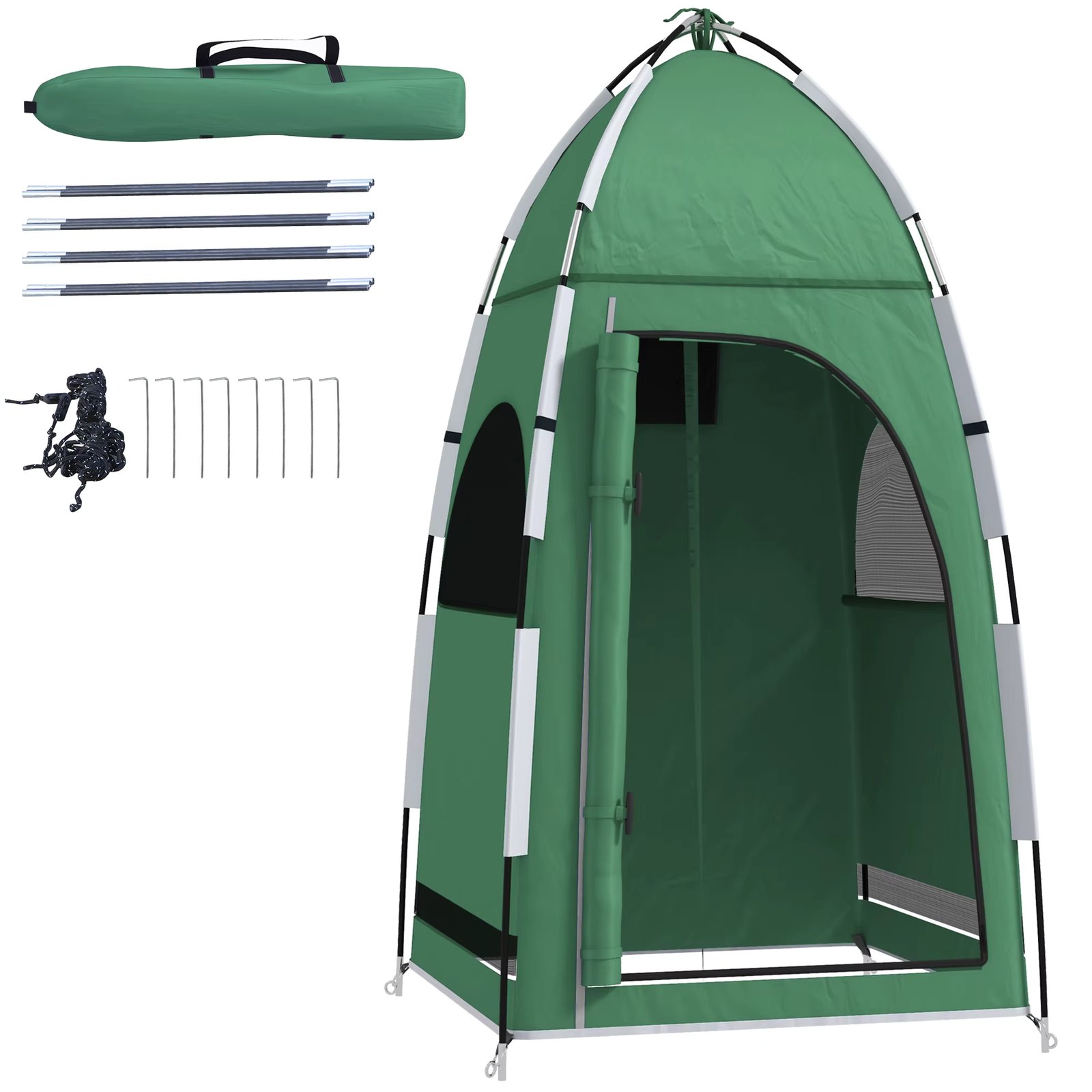 Outsunny portable shower tent privacy shop pop up 122x122x213 cm UPF30 + changer for Camping toilet toilet hiking Green