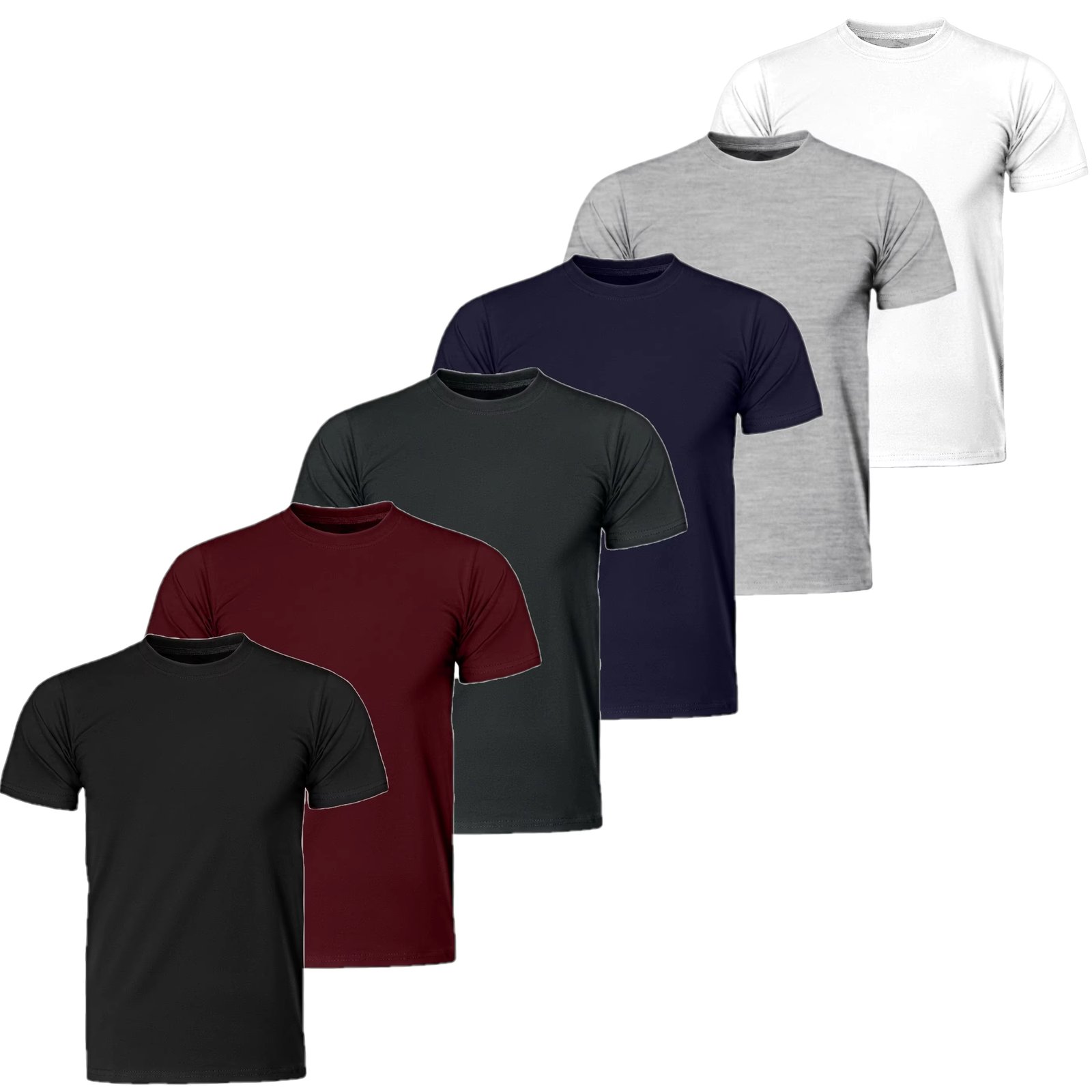 Kit 6 Camiseta Básica Masculina Slim Fit 100% Algodão Fio 30.1 Premium