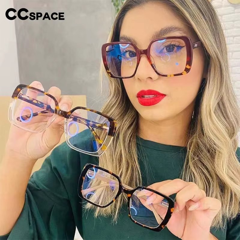 54640 Oversized Square Glasses Frame Women Blue Light Filter Glasses Leopard Zero Eyeglasses Customized Prescription Glasses
