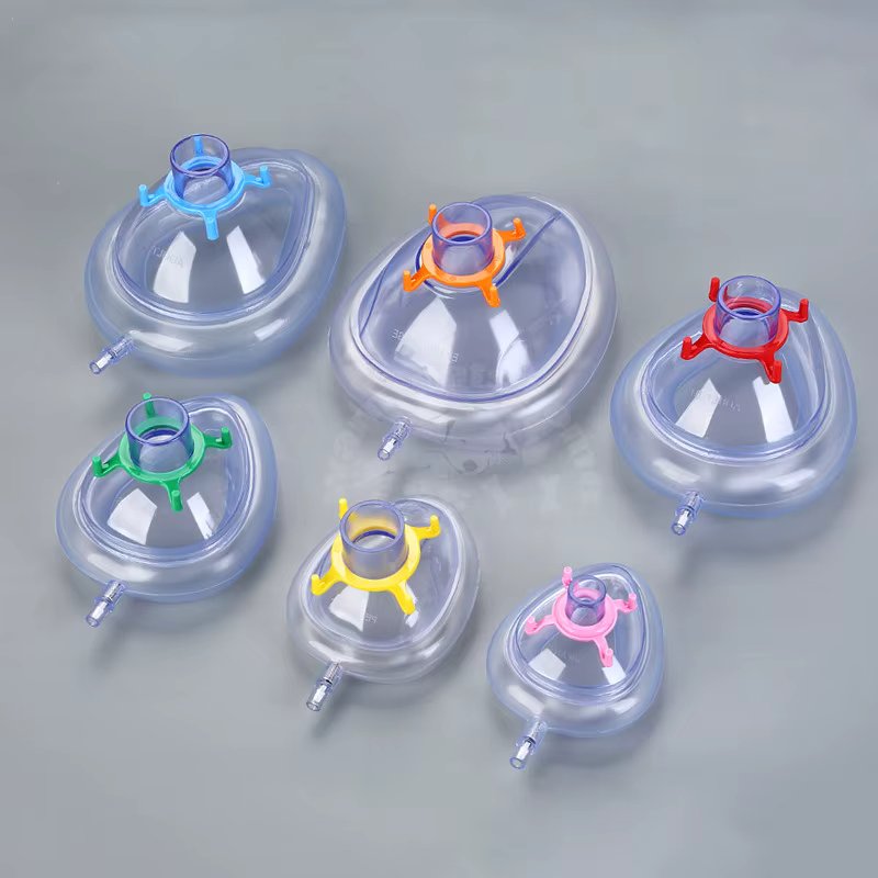 PVC Anesthesia Mask Sterilized Disposable Resuscitate Face Masks For Adult Child Animals 6 Size