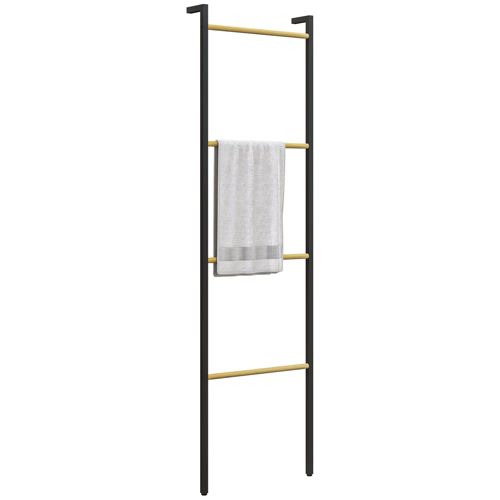 HOMCOM Wall-leaning Staircase 49x5,5x167,5 cm Black and Natural