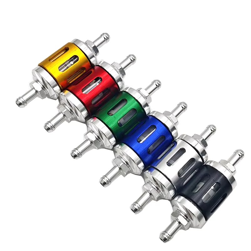 8mm 0.31" Motorcycle CNC Aluminum Glass Gas Fuel Gasoline Oil Filter For ATV Yamaha Kawasaki KTM Honda Suzuki Universal Parts