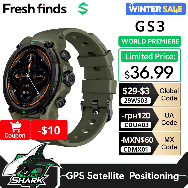 [World Premiere]Blackshark GS3 Smart Watch Global Version 1.43"AMOLED Display 21 Day Battery Life GPS Satellite Positioning 5ATM