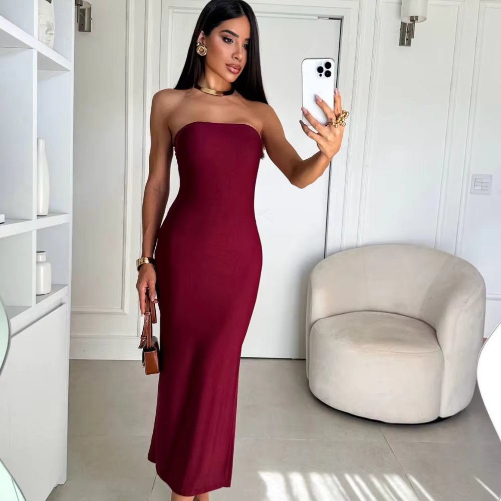 Traf za summer dress knitted beach dress mid long sexy casual sleeveless women's Pat