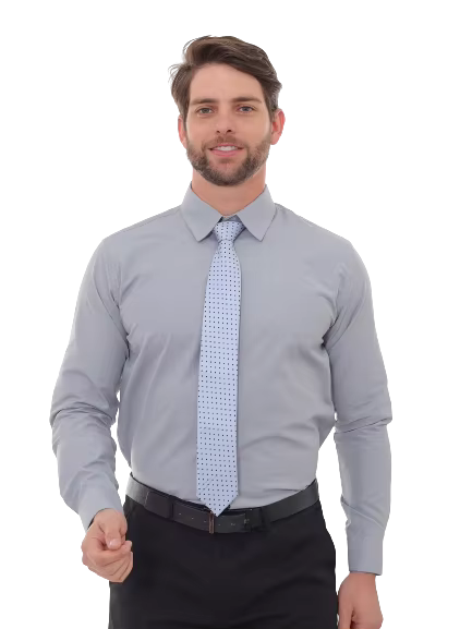 Social Shirt Long Sleeve Slim Grey Shirt for Elegant Suit