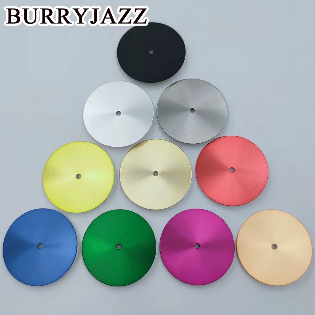 BURRYJAZZ 28.5mm No Logo NH35 NH36 Watch Dials Black Silver Gold Blue Green Purple Dial Fit 3 O'clock 3.8 O'clock Case Crown