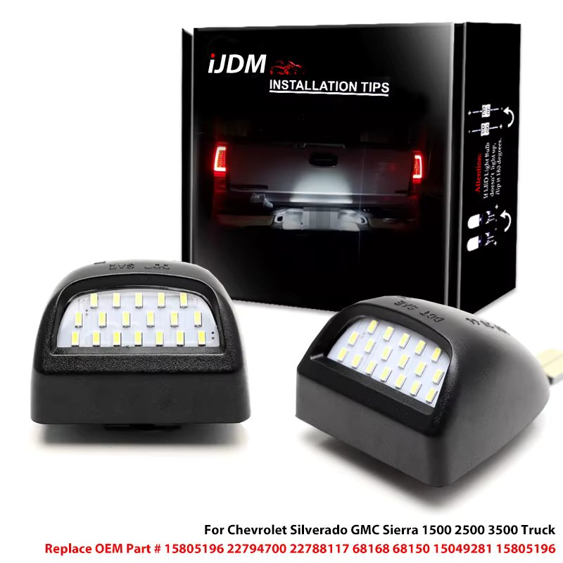 iJDM Canbus LED License Plate Light For Chevrolet Silverado GMC Sierra 1500 2500 3500 Truck White Car-Styling Number Lamp 12V