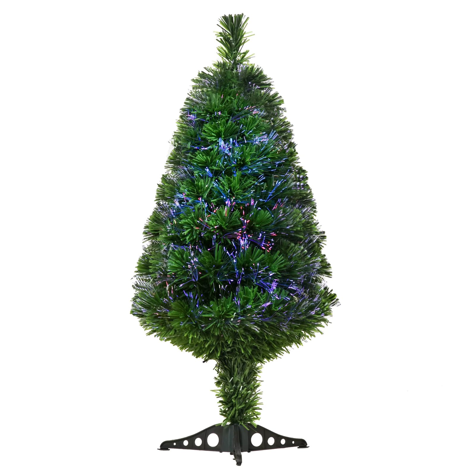 HOMCOM Christmas Tree 90cm Artificial Tree With Support Fiber Optic Green