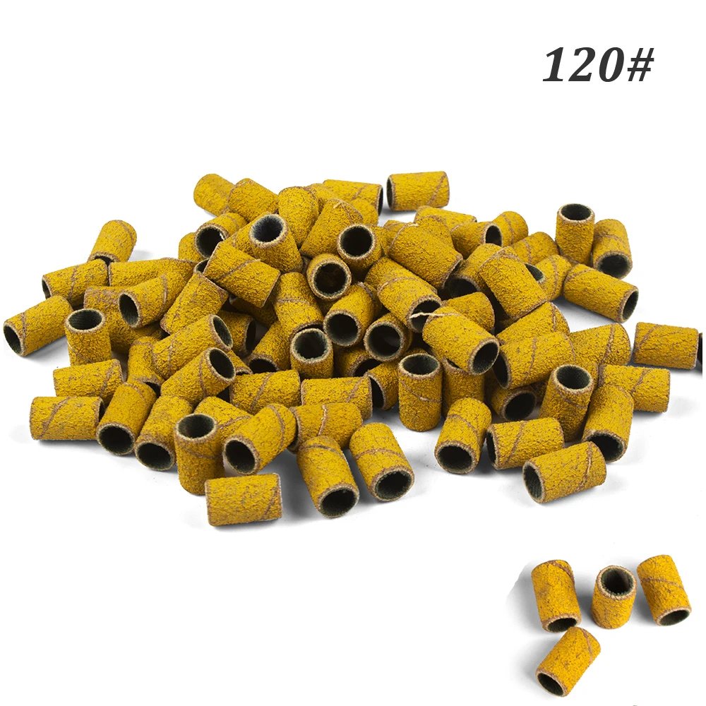 500pcs Nail Sanding Bands Nail Drill Bit Caps Accessories for Manicure Gel Polish Removing Manicure Tool 80# 120# 180# 240# Set