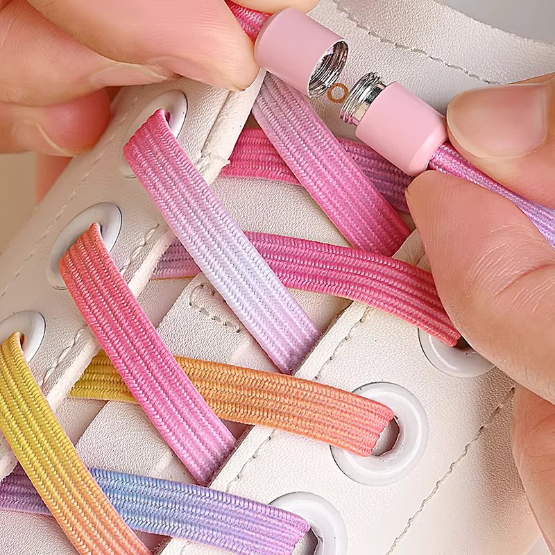 No Tie Shoe Laces Colorful Buckle Shoelaces Pearl Light Colorful Fashion Without Ties Elastic Laces Sneaker Kids Adult Widened