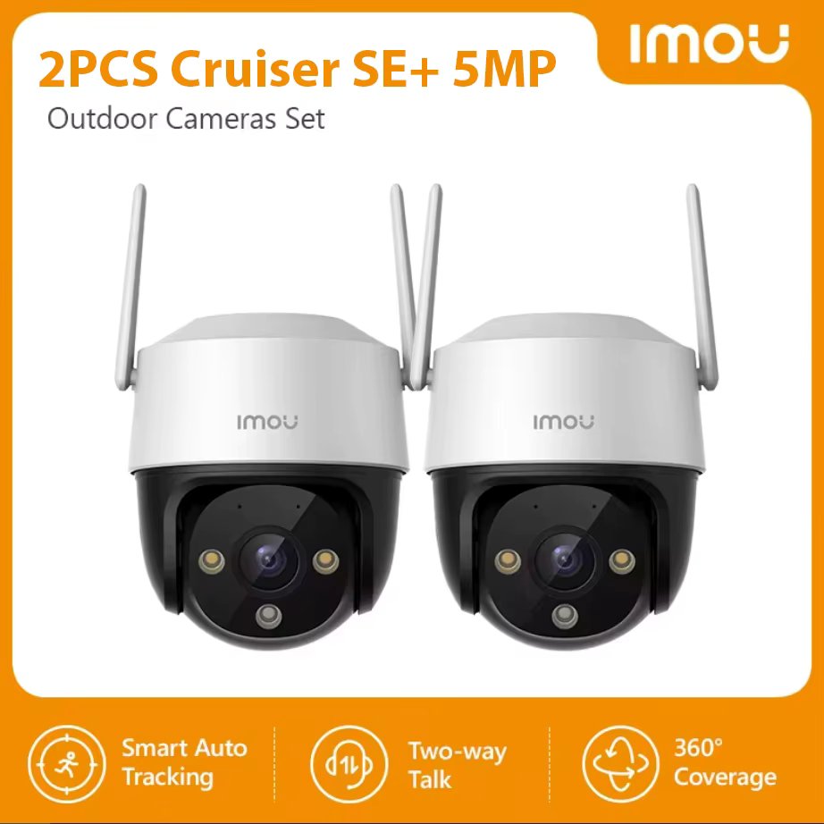 IMOU 2PCS Cruiser SE+ 5MP Set Wi-Fi Camera Smart Color Night Vision IP66 Outdoor Security 360° Coverage Smart Auto Tracking