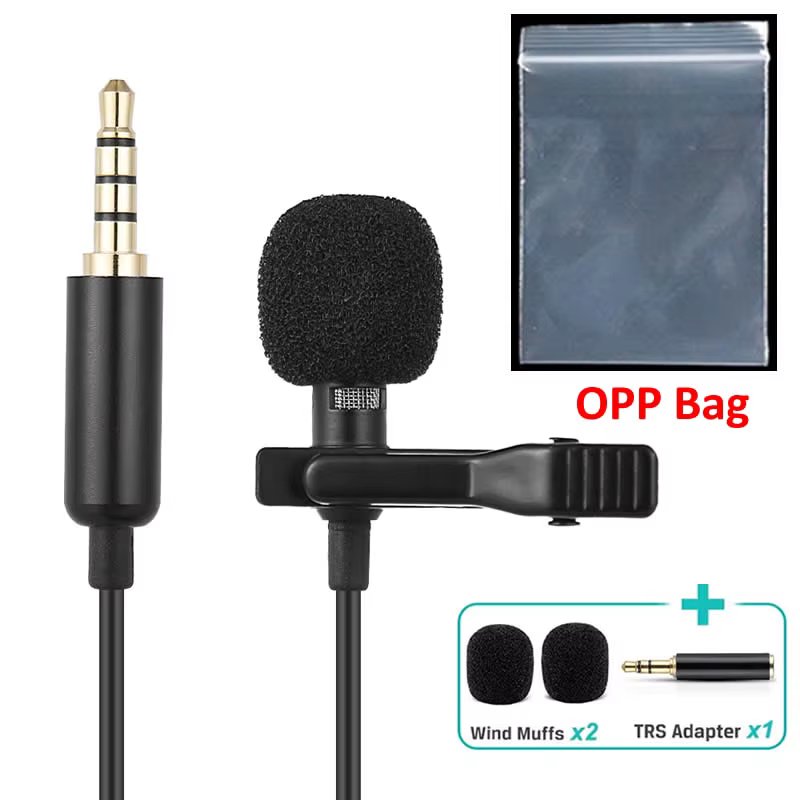 1.5m Omnidirectional Metal Microphone 3.5mm Jack Lavalier Tie Clip Microphones Mini Audio Mic for Camera Computer Laptop Phone