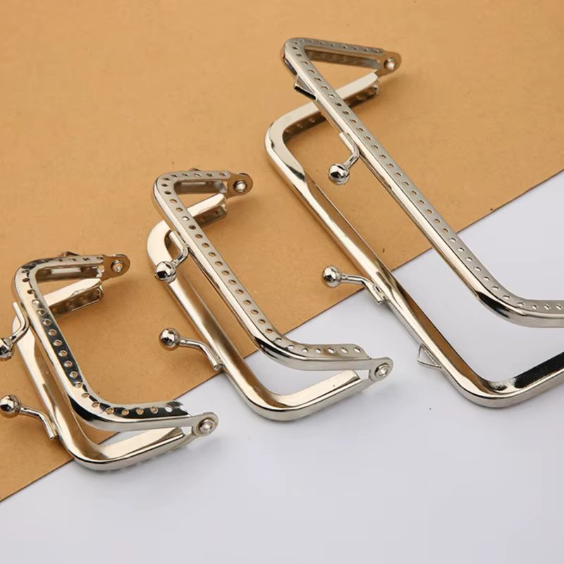 1 Pc Square Stainless Steel Purse Frame DIY Craft Kiss Clasp Lock Clips Coin Bag Semicircular Shape Embossed Metal Clutch Frame