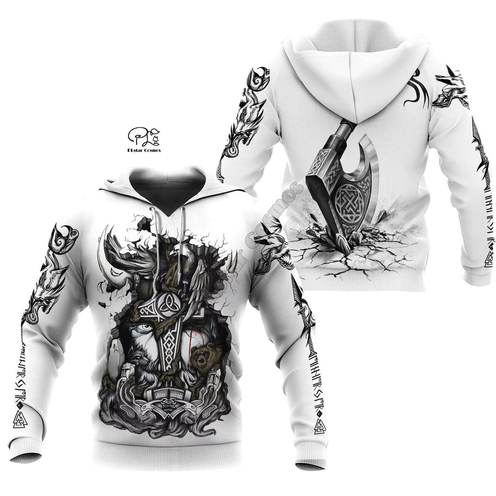 PLstar Cosmos Valhalla God Odin Warrior Tattoo Vintage NewFashion Tracksuit 3DPrint Harajuku Pullover Casual Jacket Hoodies X21