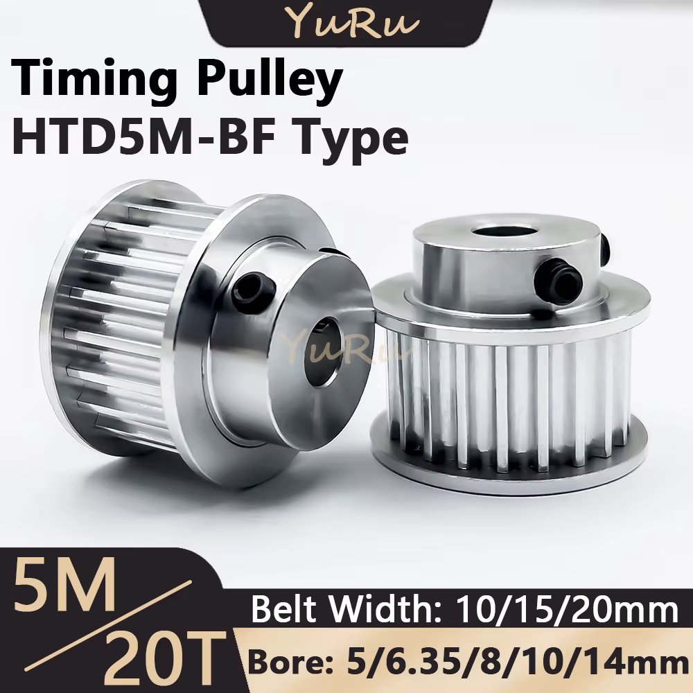 1/5PCS HTD5M 20Teeth Timing Pulley Bore 5/6.35/8/10/14mm Belt Width 10/15/20mm 5M 20T Wheel Synchronous HTD-5M 3D Printer Parts