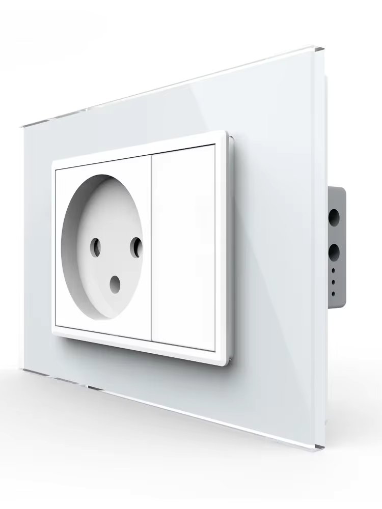 Livolo Israel Power Socket Sensor ,White/Black Crystal Glass Panel, AC 110~250V 16A Wall Electric Plug Outlet, VL-C9C1IL-11