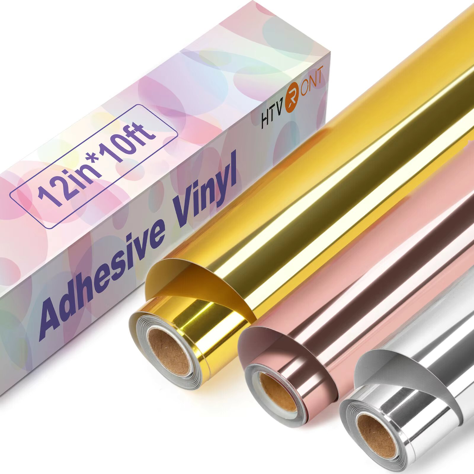 12"X10ft/30x300cm HTVRONT Mirror Metalic Adhesive Vinyl Roll Permanent Sticker Film Vinyls for Cricut Maker Glass Wall Decor