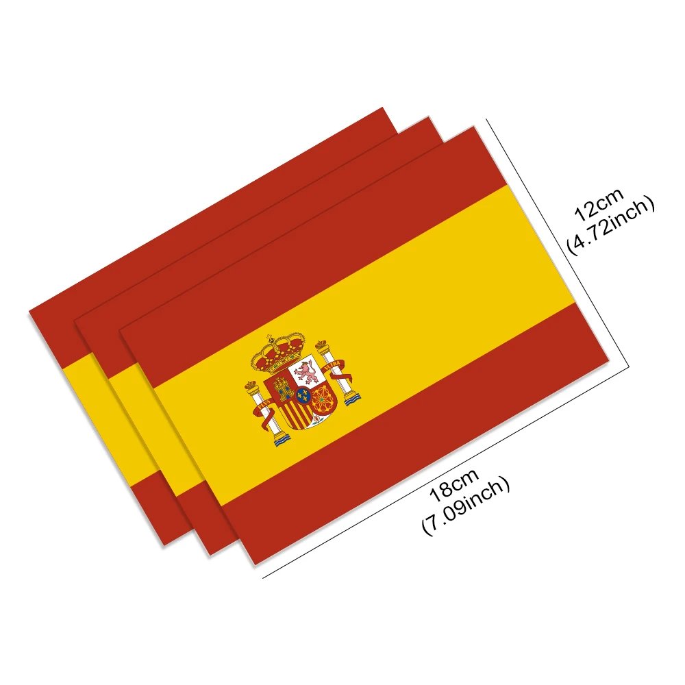 3PCS Universal Car Sticker Spain Flag Sticker National Flag Series Waterproof Decal Creative DIY Auto Decoration Accessories