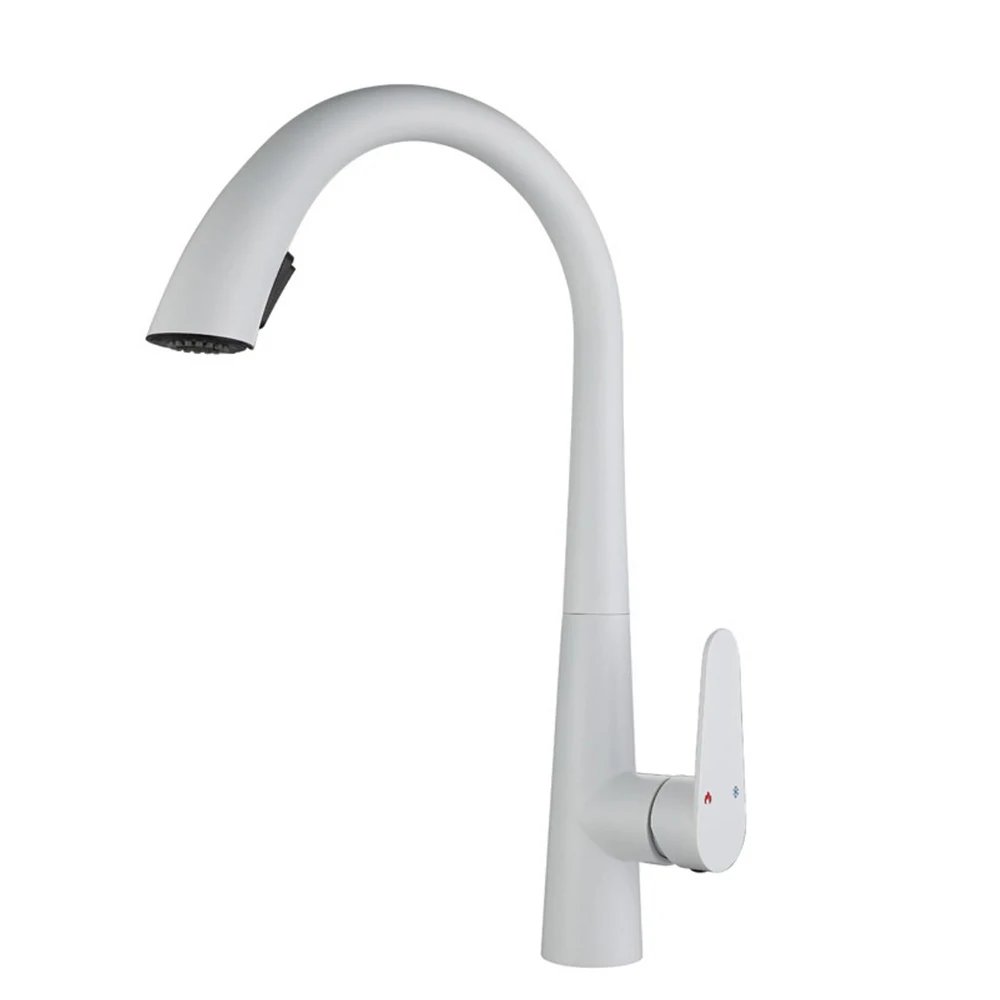 Kitchen Mixer Faucet Stainless Steel Material White ,Black ,Gun Grey ,Brushed Grey And Golden Color Hose 60cm Pull Out