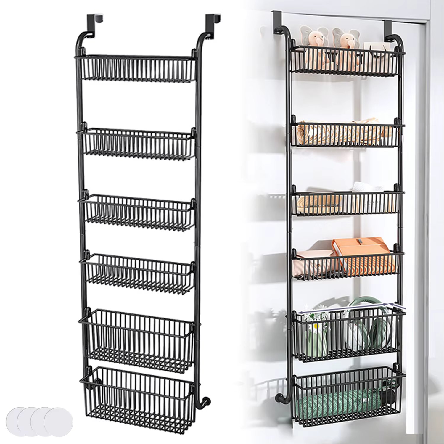 Hang Door Organizer Over Door storage Rack Multi-Layer Drill Free Wall Mount Spices Rack for Toys Magazines Fruits