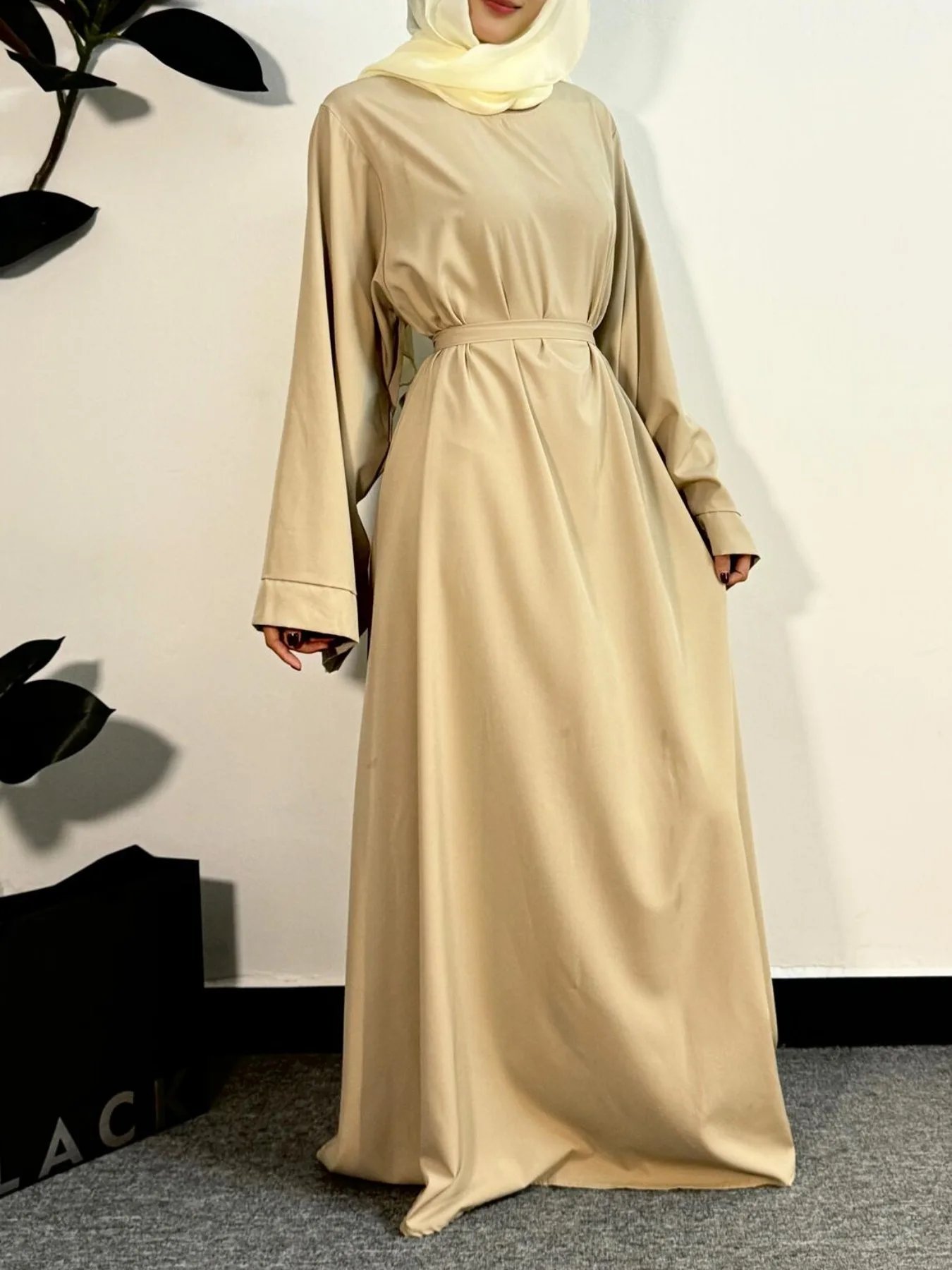 Muslim Abayas Women Kaftans Prayer Dress With Belt Full Sleeve Islamic Clothing Women Jilbabs Dubai Robe Ramadan Dresses