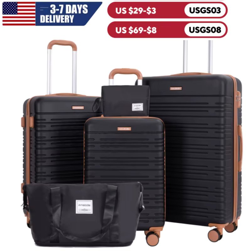 Luggage sets 5 Pieces,Hardshell Suitcase set with Double Spinner Wheel,Travel Case with TSA Lock and Weekend Duffle Bag