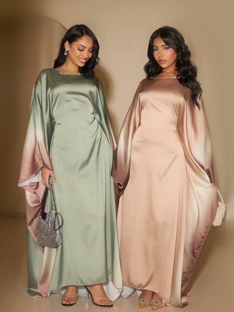 Eid Muslim Party Dress for Women Ramadan Bat Sleeve Abaya Long Dress Morocco Kaftan Vestidos Largos Dubai Robe Jalabiya 2024