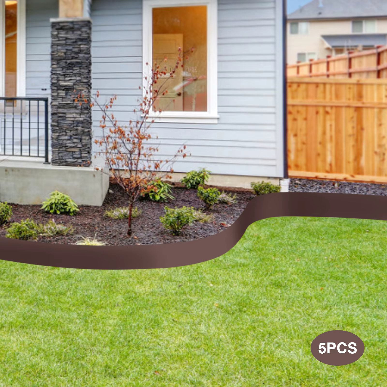 5 Pcs 5" x 39" Lawn Edging Barriers Steel Landscape Edging Kit, Metal Garden Edging Border, Lawn Edge for Garden Yard
