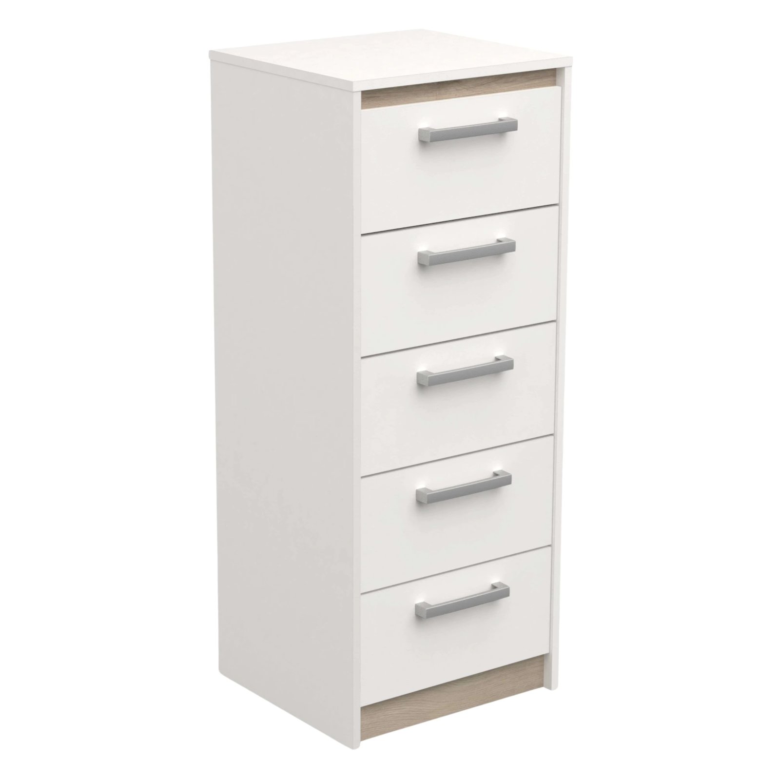 Miroytengo Sinfonier Watson 5 drawers melamine 107 cm white and Kronberg oak-perfect for home storage