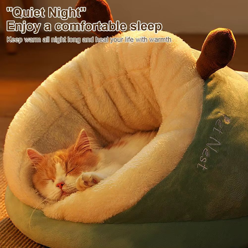 Creative Slipper Shape Semi-enclosed Pet Cat Nest Three-dimensional Small Dog Mattress Winter Warmth Cute Bed Soft And Comfortab