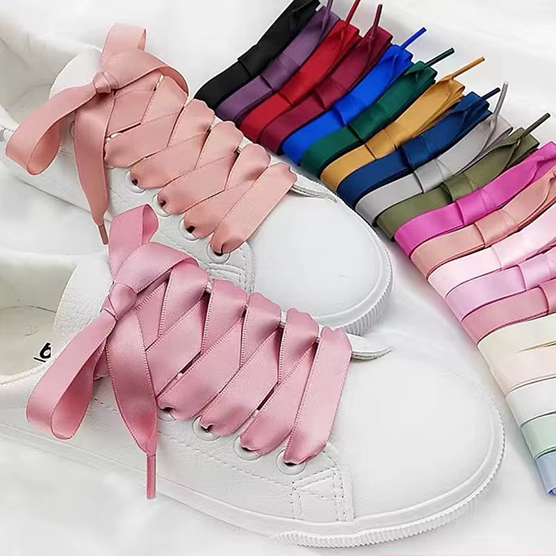 1Pair Silk Shoe laces Satin Ribbon Flat Shoelaces Women Sneakers Shoelace Boots laces for shoes Length 80CM 100CM 120CM 150CM