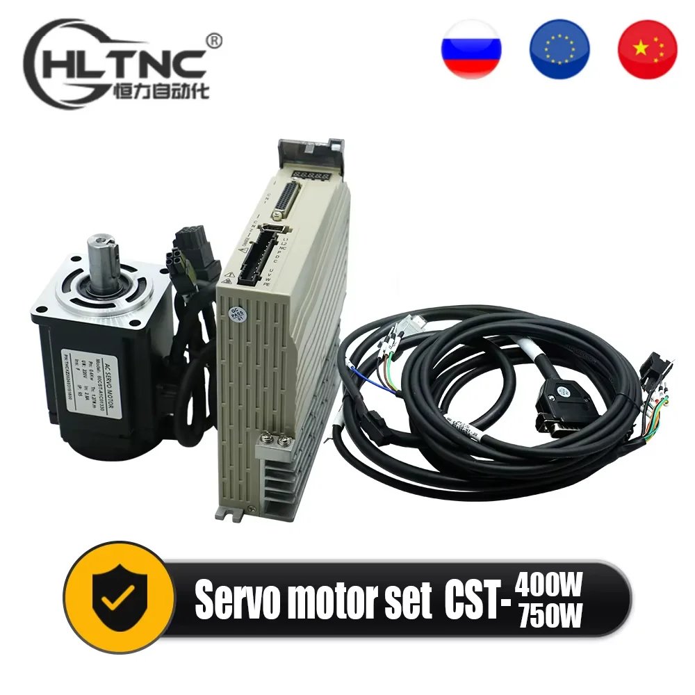 HLTNC 400W / 750W AC Servo Motor & C30 RS485 Driver Kit 220V 3000 RPM 1.3N 2.4N & 3meters Cable Absolute encoder For CNC Machine