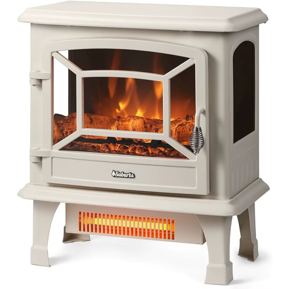 Realistic Dancing Flame Effect  CSA CertifiedOverheating Safety Protection - Easy to Assemble  1400W, Ivory