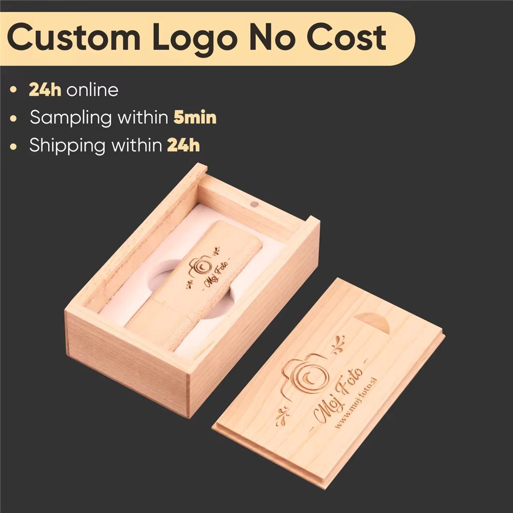 JASTER USB 3.0 Flash Drives Free custom logo Pen drive Laser engraving Memory stick Wooden box External Storage 128GB 64GB 32GB