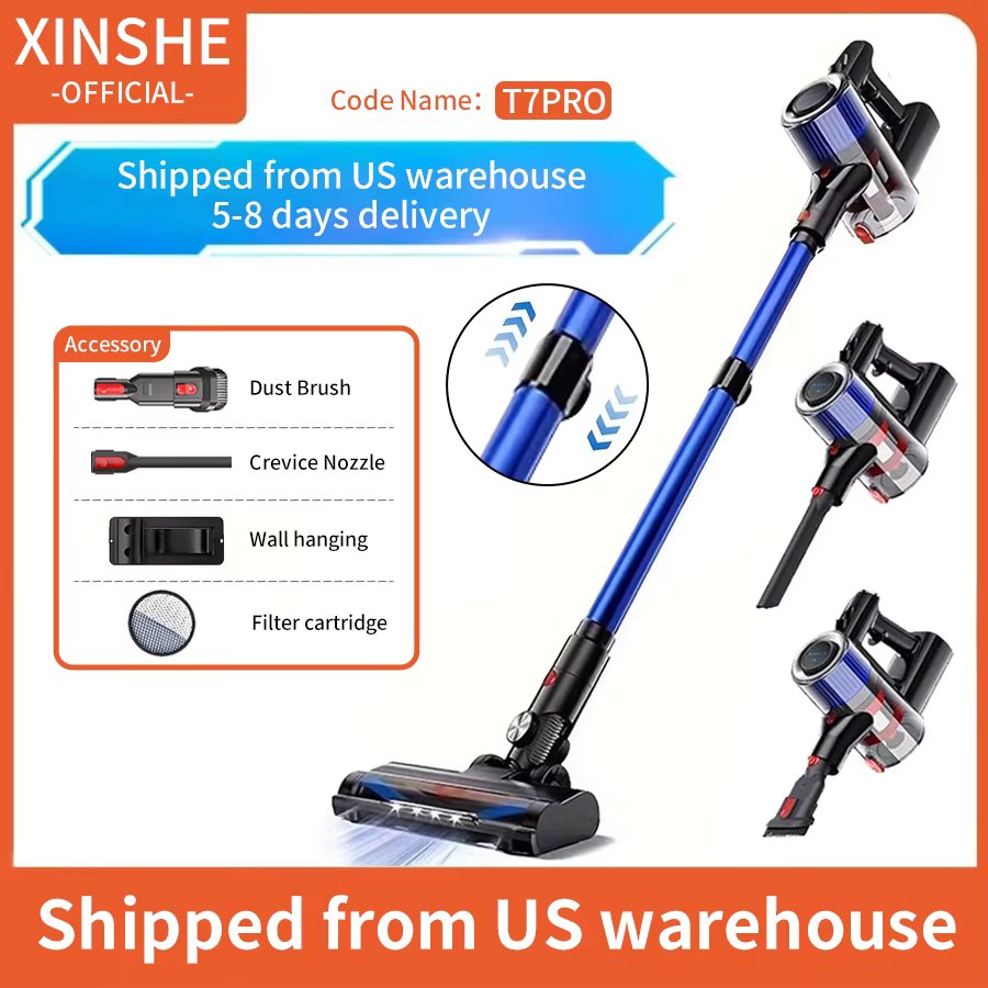 XINSHE T7Pro Cordless Vacuum Cleaner 24Kpa Powerful Suction, 45Min Runtime & Handheld Vacuum Cleaner for Hardwood Floor Carpet