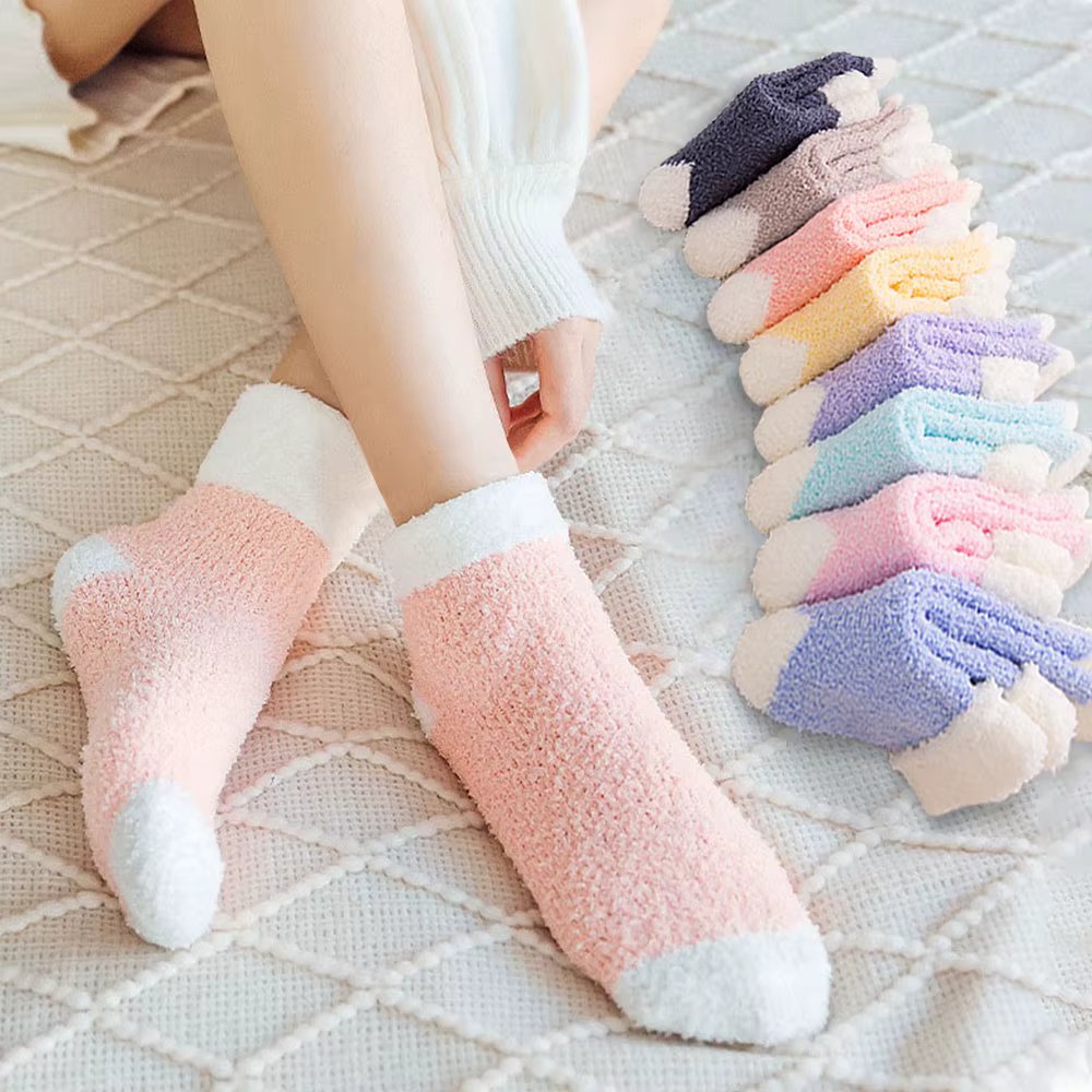 [8 Pairs] Women's sleeping socks winter thick no compression ankle long neck women's socks set