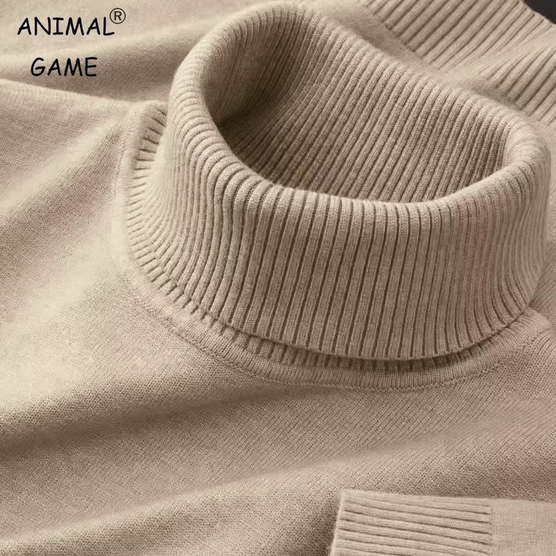New Mens Knitted Sweaters Solid Color Turtleneck Breathable Pullovers Warm Outdoor Basic Streetwear autumn Business Tops
