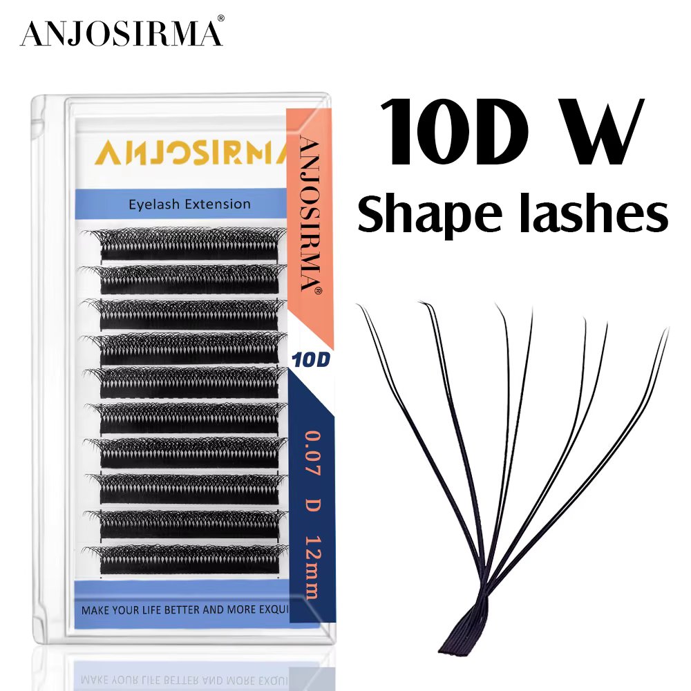 ANJOSIRMA 10D W In Shape Eyelash Extension Premade Volume Fans Style Faux Mink Soft Easy Natural Fanning
