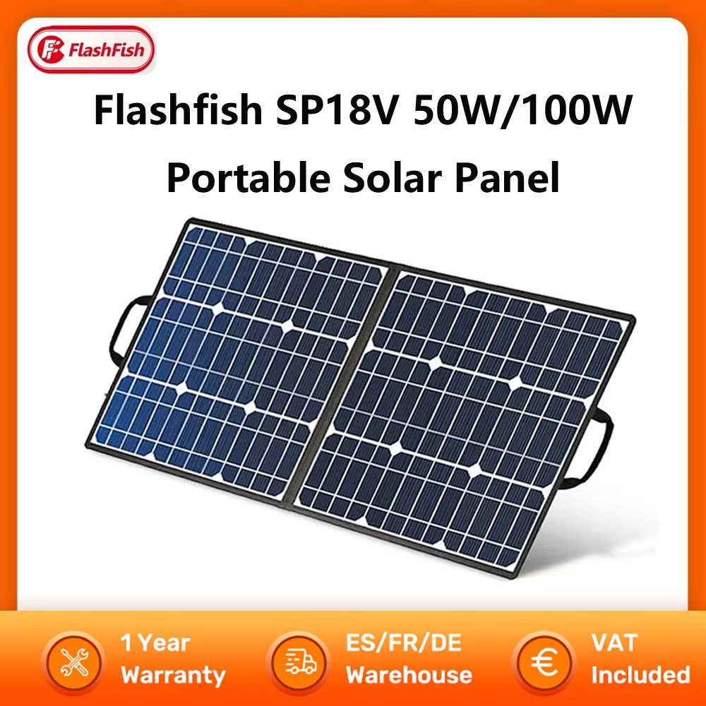 FF Flashfish SP18V 50W 100W Portable Solar Panel Foldable Solar Charger Battery Cells 5V USB Outdoor for Generator