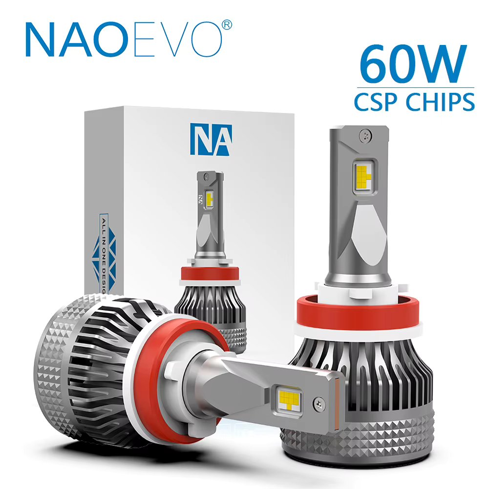NAOEVO H11 LED 7200lm 60W CSP Chip 6500K Car LED Headlight Bulb H9 H8 Headlamp Turbo Fog Light 12V Auto Driving Running Lamp