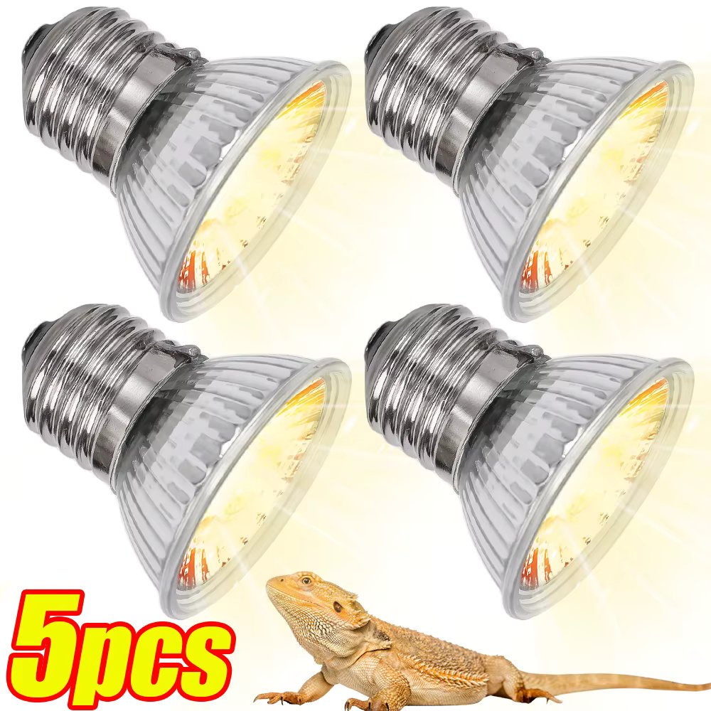 5/1PCS UVB Reptile Heating Lamp Bulb Turtle Basking Promoting Pet Growth Lamp High Quality Sunlamp for Amphibians 25/50/75W