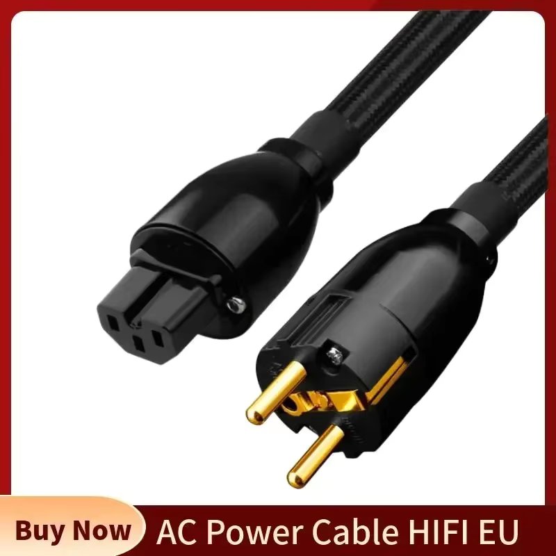 HIFI EU Schuko Cables Upgrade AC Power Cable High Quality Oxygen Free Copper Connector Plug 0.5M 1M 1.5M 2M 3M 5M Black