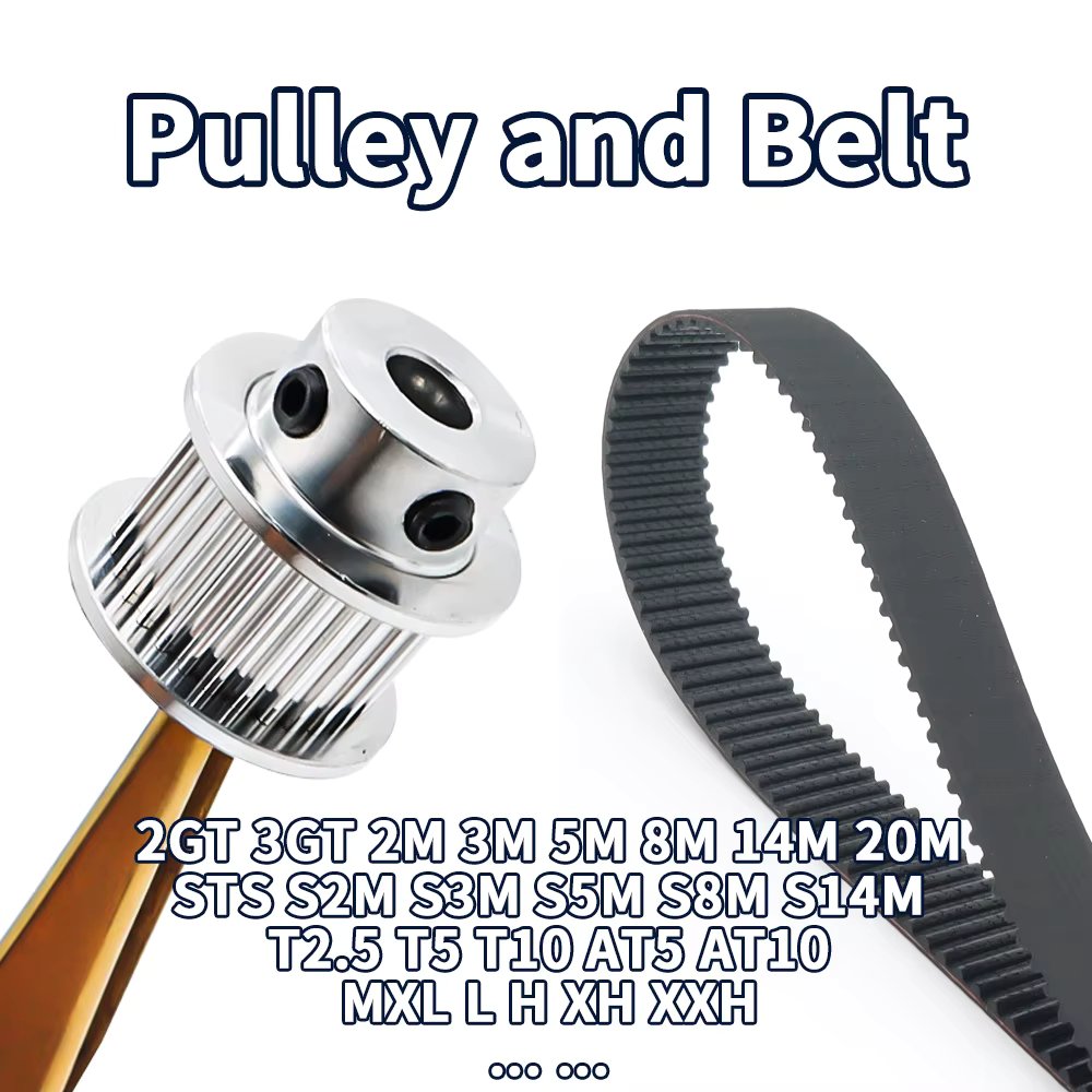 2GT HTD 3M 5M Timing Pulley Customizable Bore Belt Width Reduction Gear Belt Pulley Kit Machine Tool CNC Synchronous Wheels Set